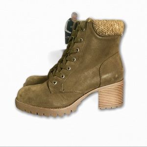 UT Women's Hiker Boots Vegan Suede Lace Up Olive